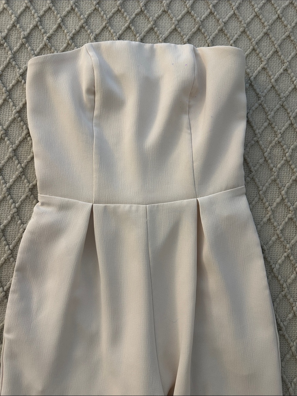 Strapless Cream Pleated Fit-and-Flare Women’s Dress